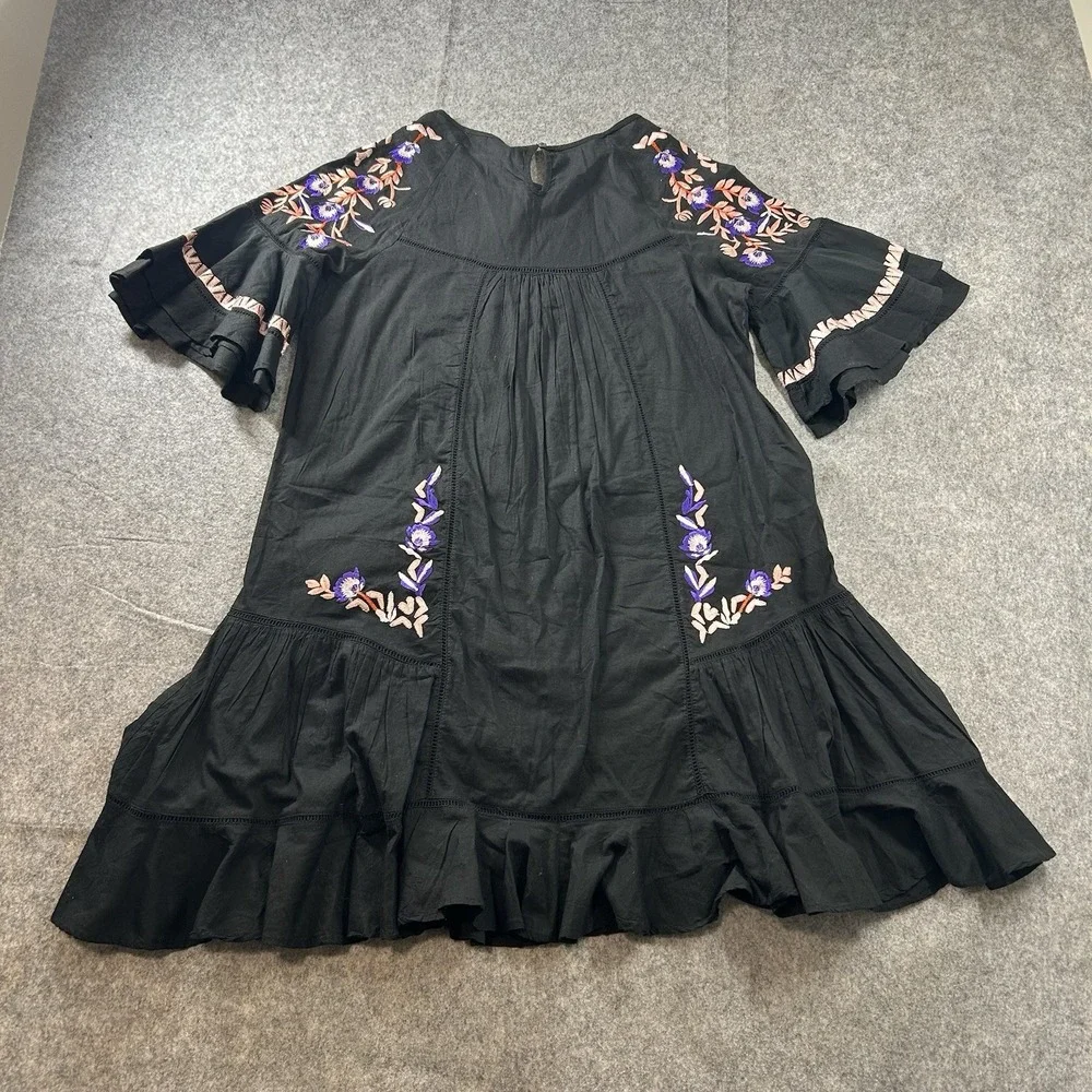 Free People Pavlo Boho Mini Dress S Victorian Prairie Ranch Cowgirl Embroidered